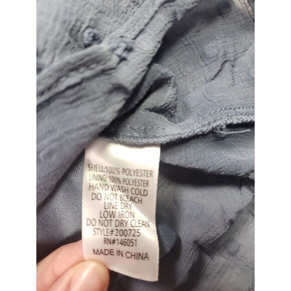 Monteau Womens Size Small Blue 3/4 Sleeve Swiss Dot Semi Sheer Blouse - Picture 5 of 8